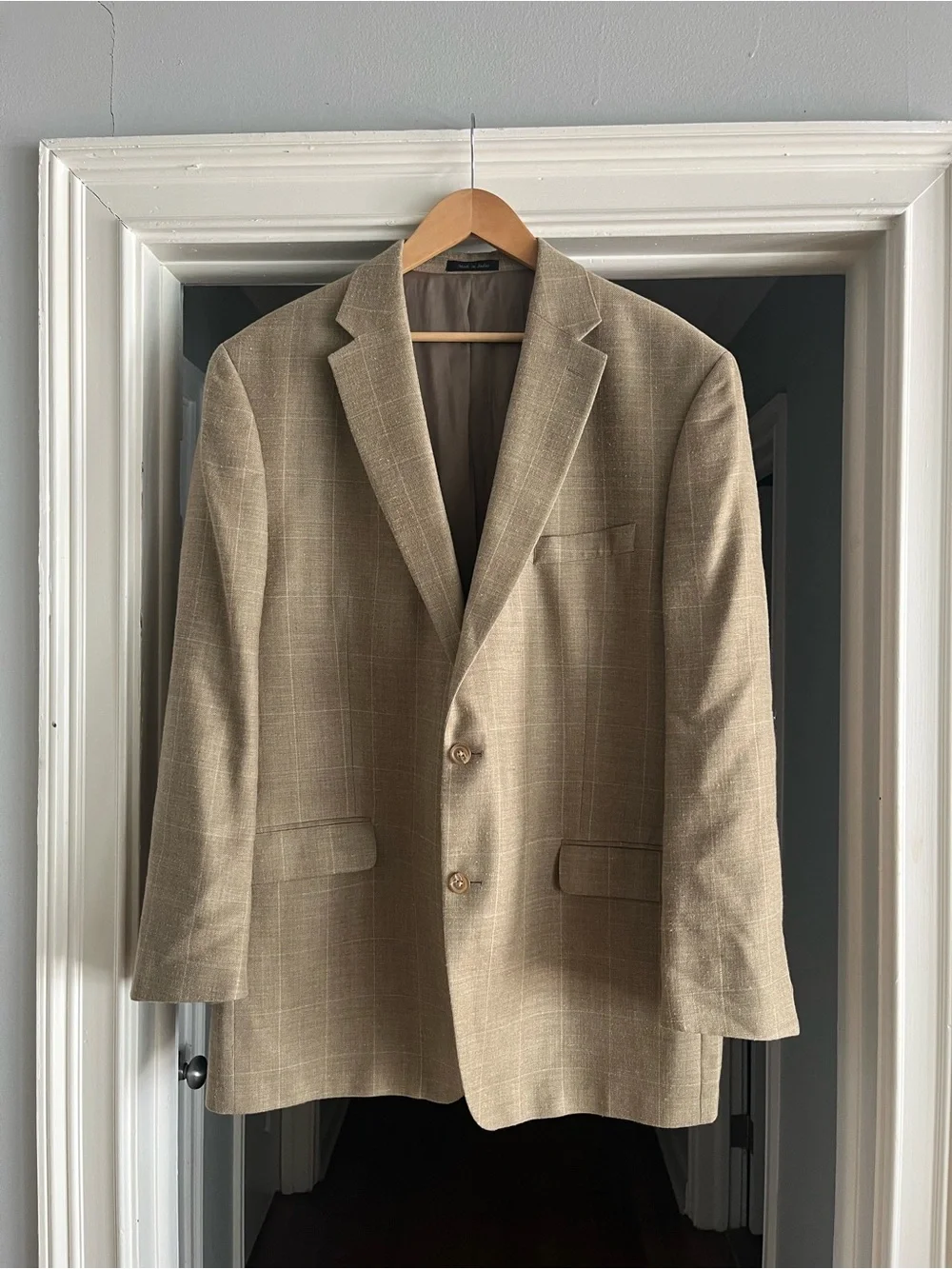 Lauren Ralph Lauren Beige Windowpane Men's Blazer